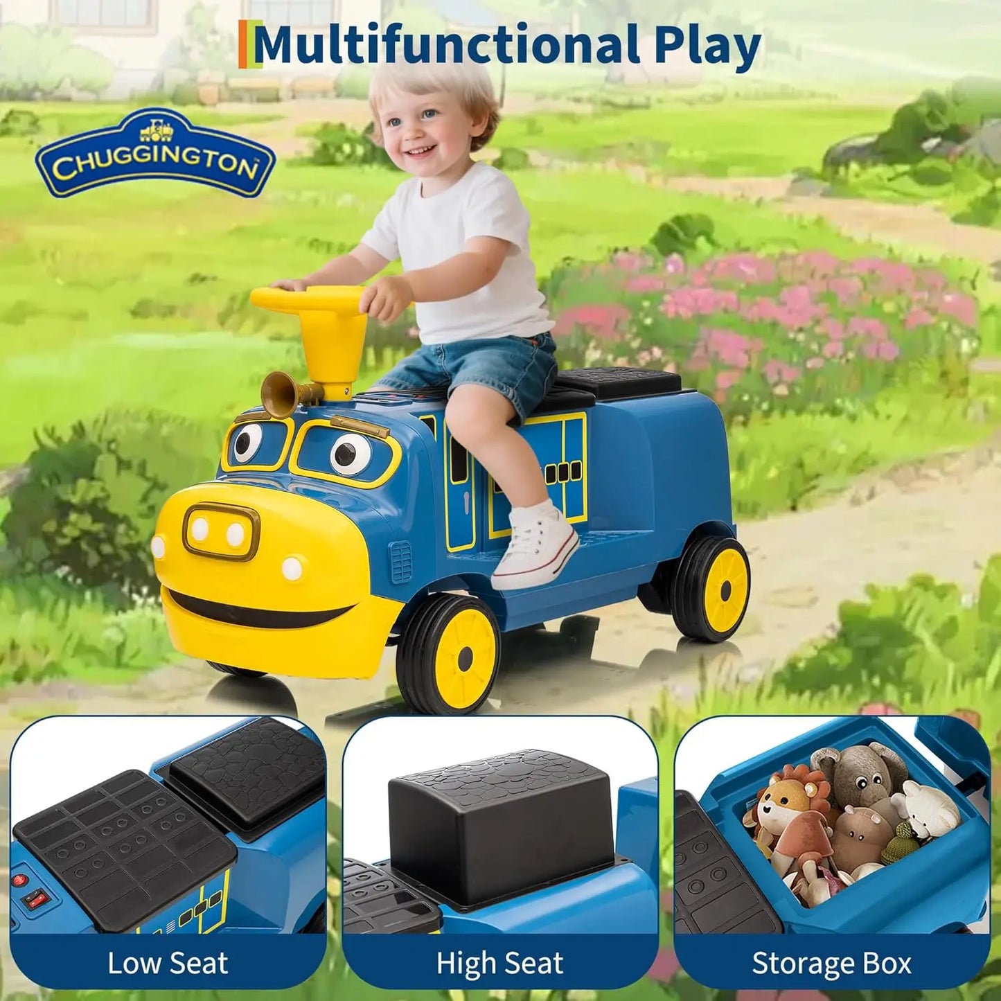 Trackless Two Seater Ride On Train For Kids 12V Vehicle