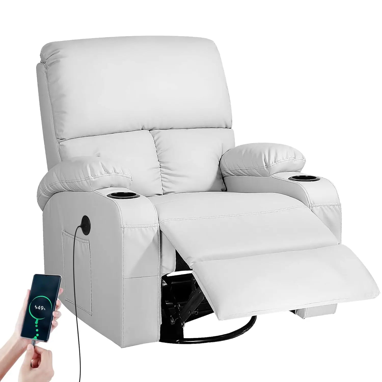 Rocking Recliner Chair With Massage And Heat 360 Swivel by S And B Enterprise