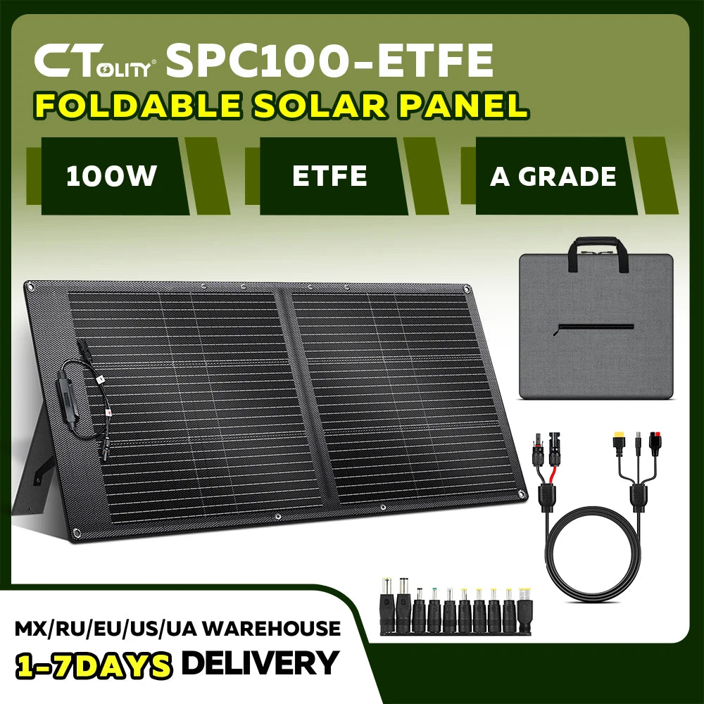 CTOLITY SPC100 SPC200 100W 200W Foldable ETFE Solar Panel 20.5V 600D Wear-resistant Waterproof Kit Portable Solar Charger for Power Station Camping Hiking Outdoor by S And B Enterprise