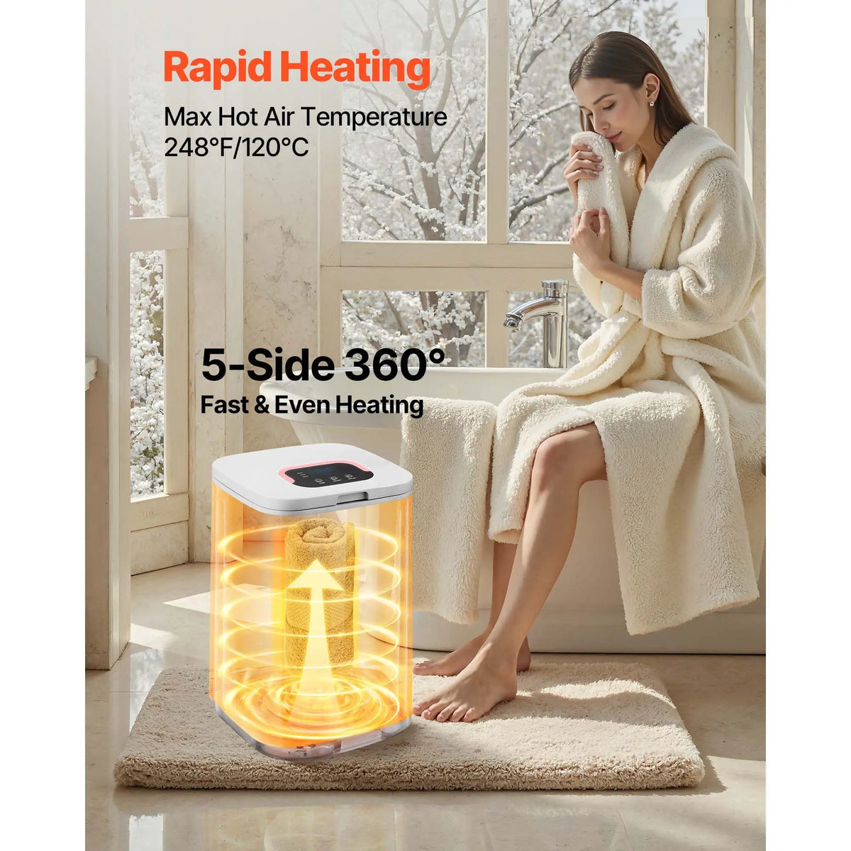 Towel Warmers for Bathroom, Towel Warmer Bucket with Child Lock & High-Temp Indicator & 24H Delay Timer & Auto Shut Off Fits up to 4 Oversized Bath Towels, Blankets, Clothes, Bathrobes and More