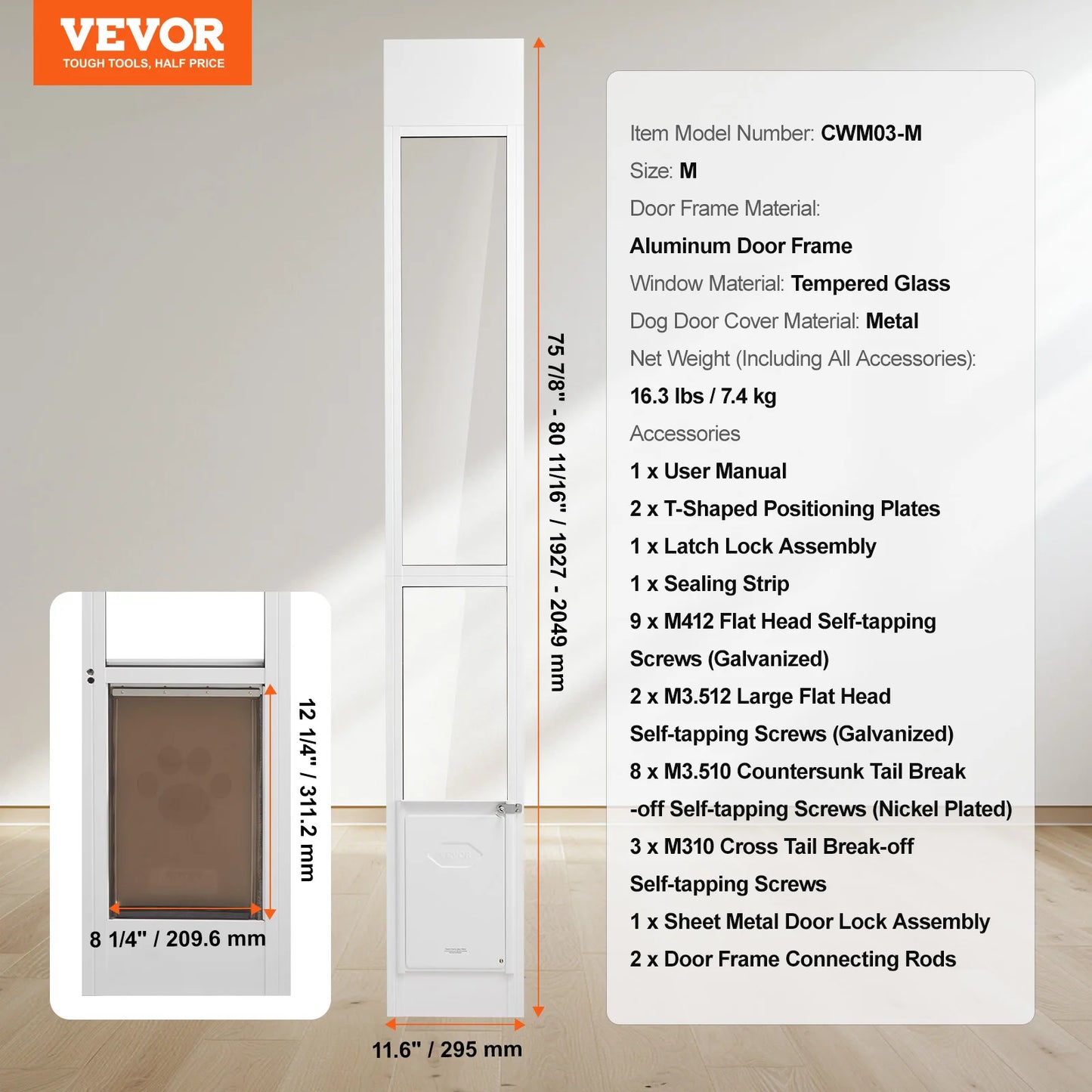 SucceBuy Adjustable Height Dog Door For Sliding Glass Doors by S And B Enterprise