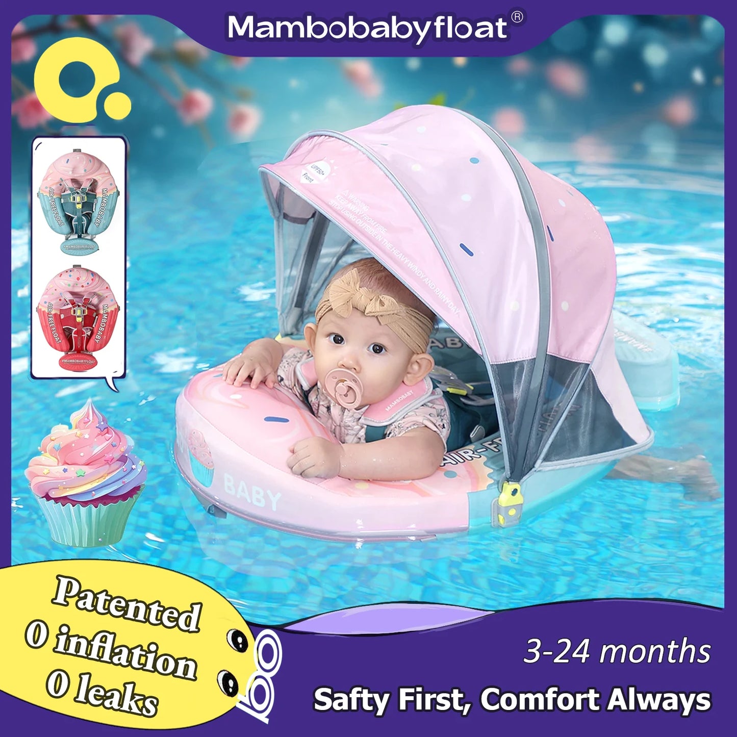 Mambobaby No-Inflation Baby Float With Safe Harness No Leaks