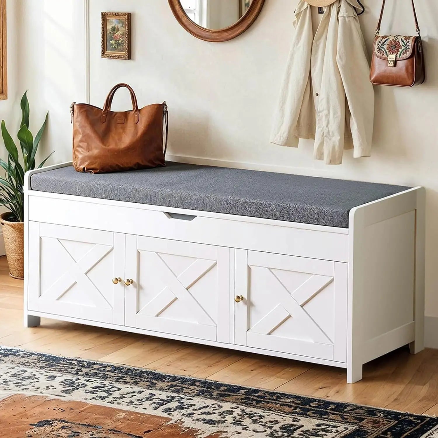 Shoe Storage Bench With Cushioned Seat And Lift Top by S And B Enterprise