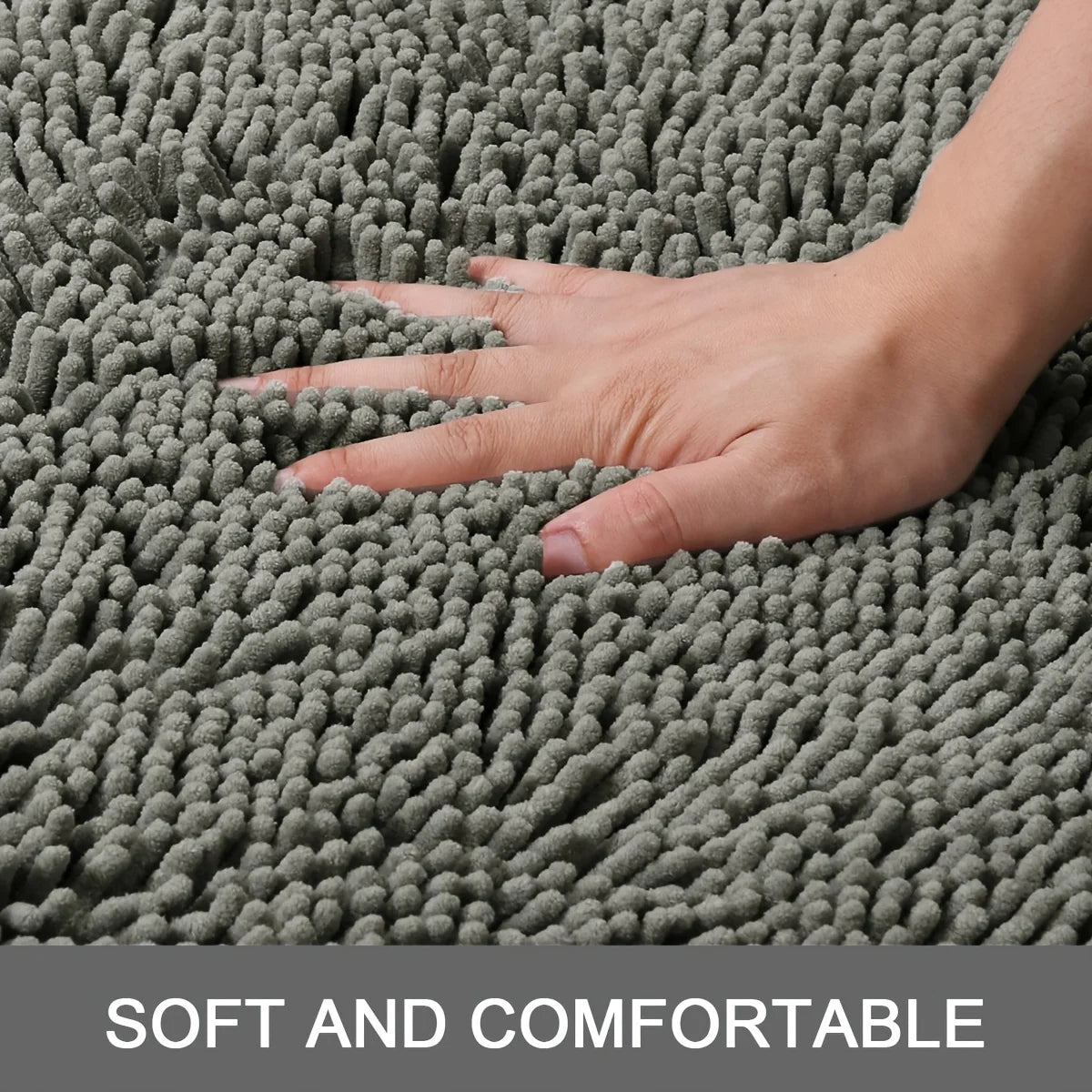 XM-Luvetoria Ultra Soft Chenille Bath Mat Super Absorbent Machine Washable
