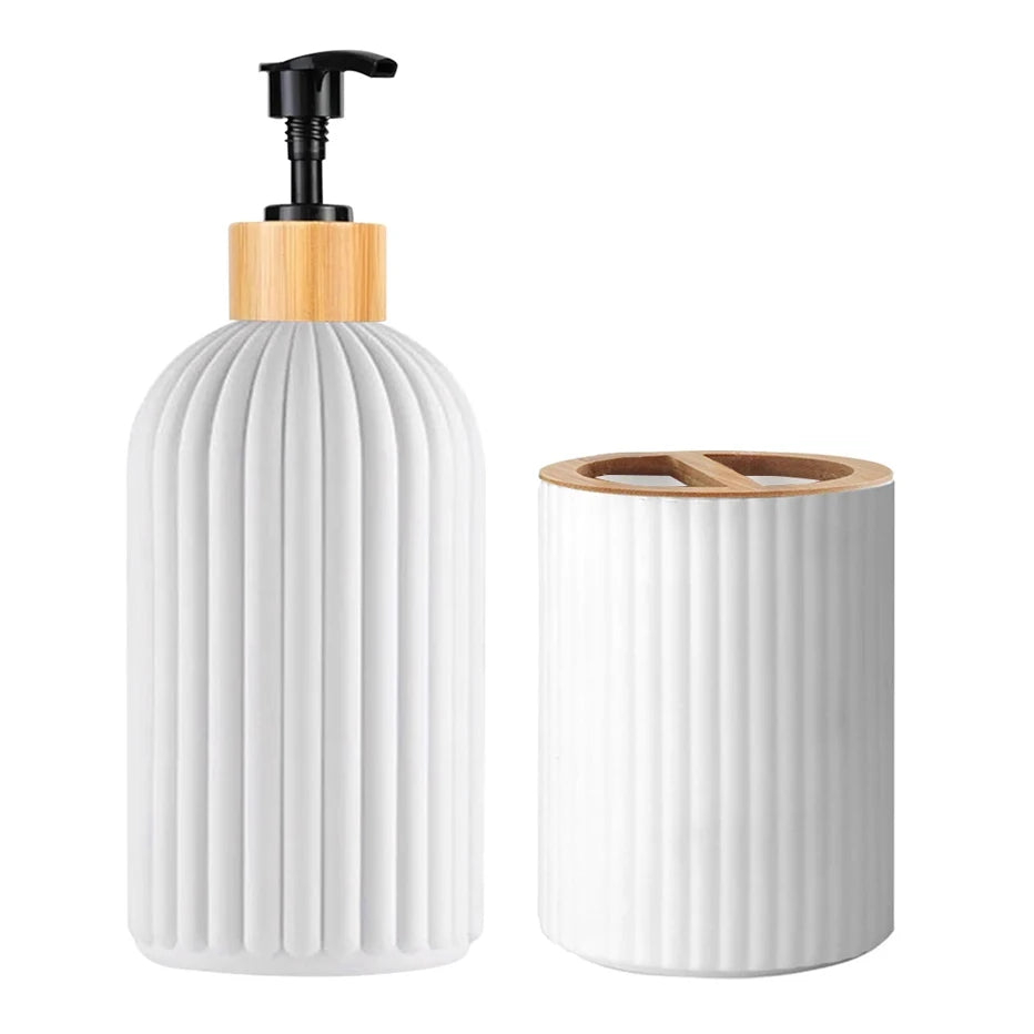 Bathroom Countertop Hand Soap Dispenser And Cotton Ball Organizer
