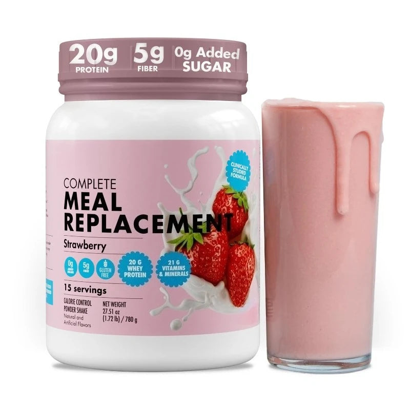 Meal Replacement Milkshake 20G Protein 5G Fiber 21 Vitamins Nutrients Minerals Strawberry Flavor 780g by S And B Enterprise