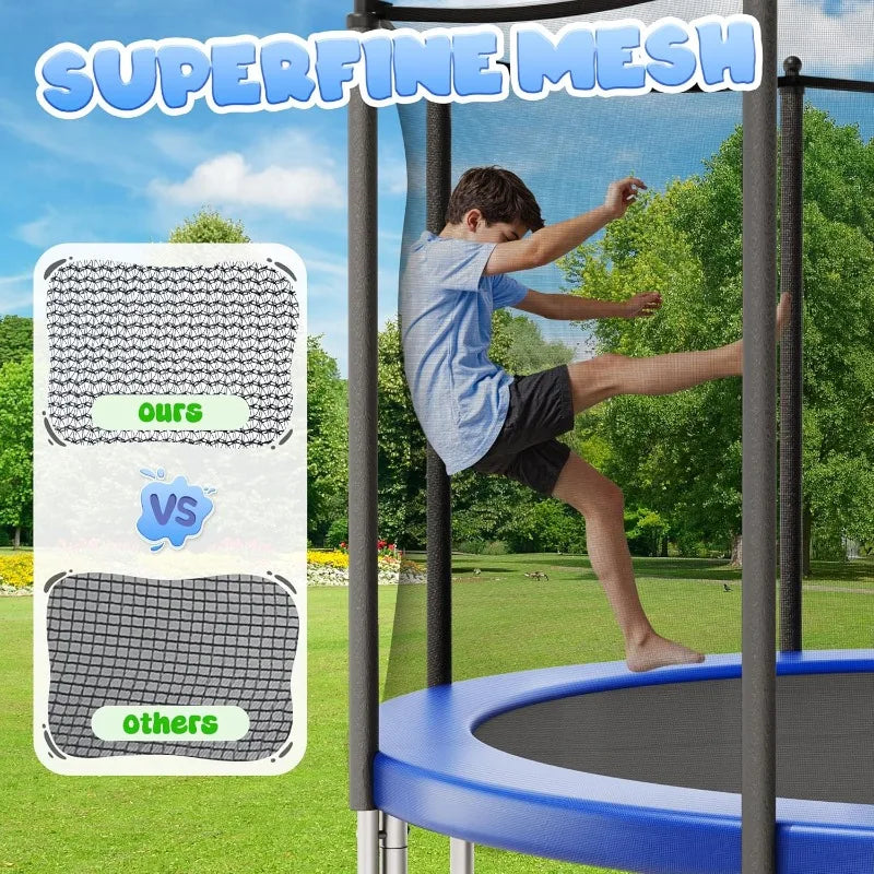 JELENS Trampoline with enclosure net, 8ft-15ft, anti-rust frame, S And B Enterprise, super-fine mesh