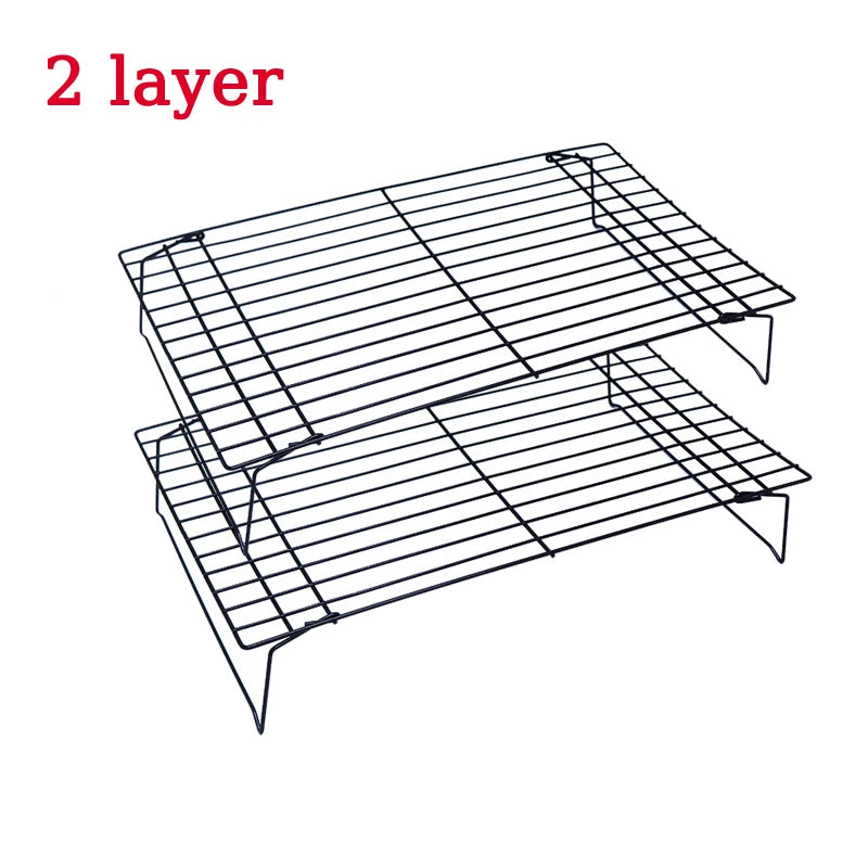 Stainless steel 2-layer foldable wire grid baking rack for oven, cooling, BBQ