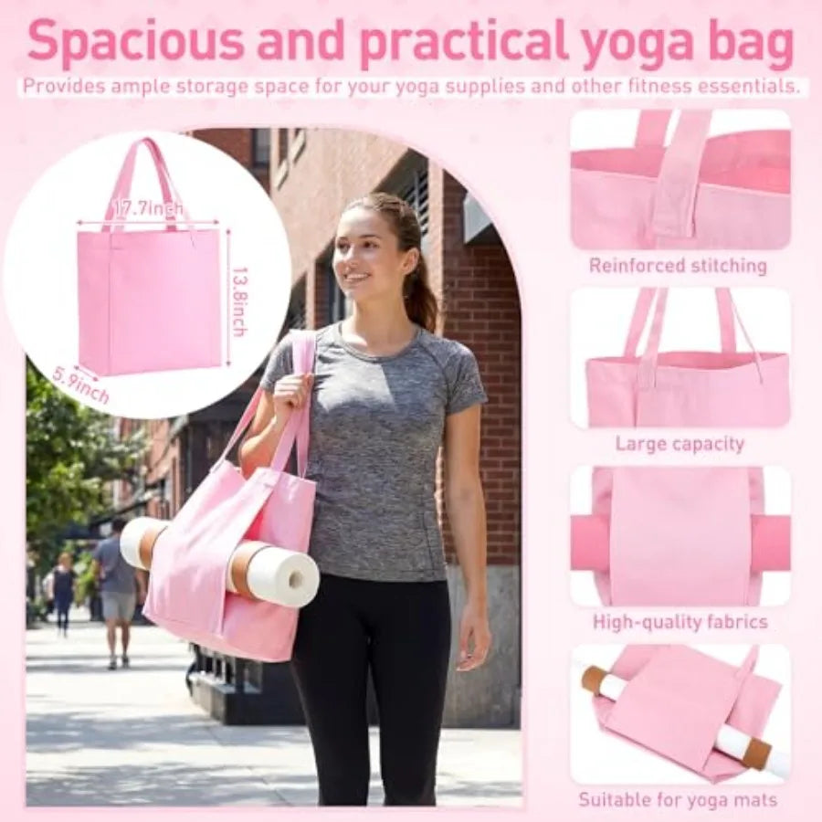 11 Pcs Pink Yoga Accessories Set for Women, Home Pilates Essential Kit for Workout Gym Lover Gifts with Yoga Mat Magic Circle T by S And B Enterprise