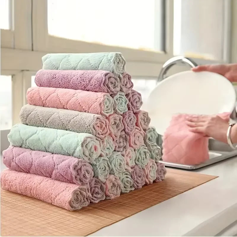 Soft Absorbent Cleaning Rags 10 Pack Reusable Dishcloths Quick Drying by S And B Enterprise