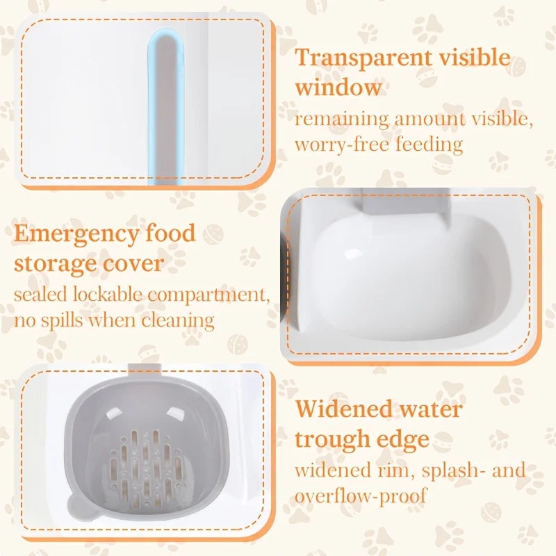 2-In-1 Automatic Cat Feeder and Water Dispenser Detachable Food Bowls