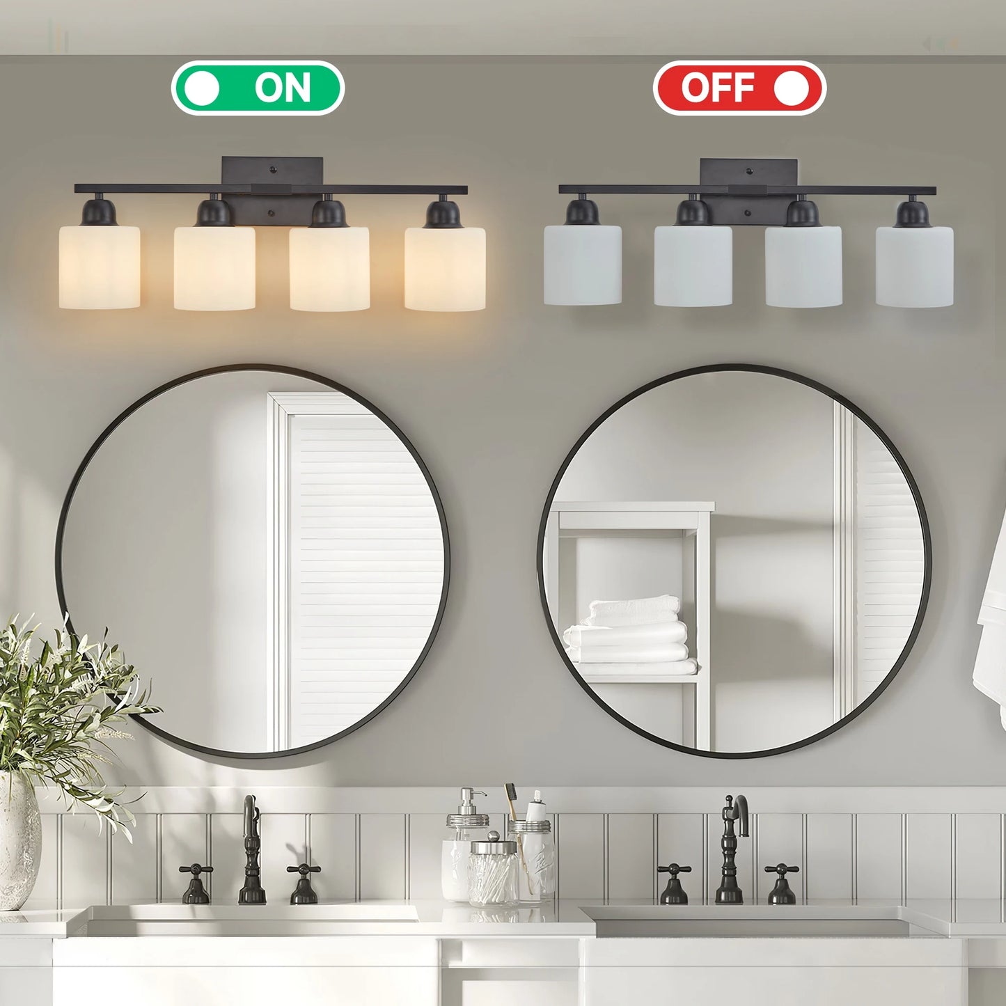 ARLGSITE Bathroom Vanity Light Fixture Over Mirror Glass Shade