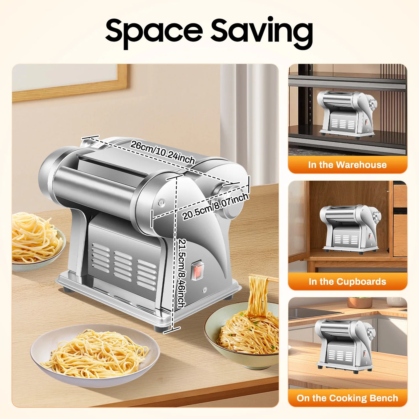 Electric Noodle Maker 135W Stainless Steel With 8-Speed Thickness Control by S And B Enterprise