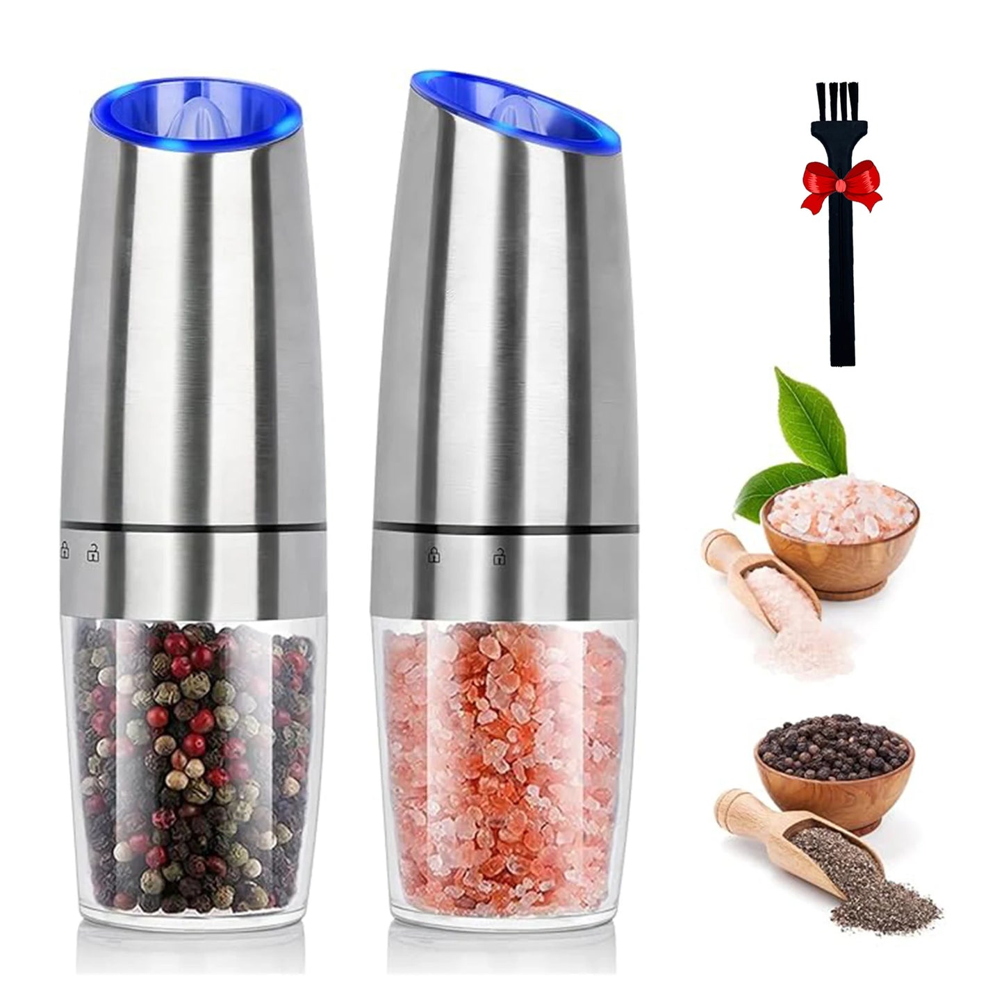 Gravity Electric Salt And Pepper Grinder Set With LED Light