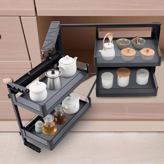 Pull Out Lazy Susan Corner Cabinet Organizer Heavy Duty Metal by S And B Enterprise