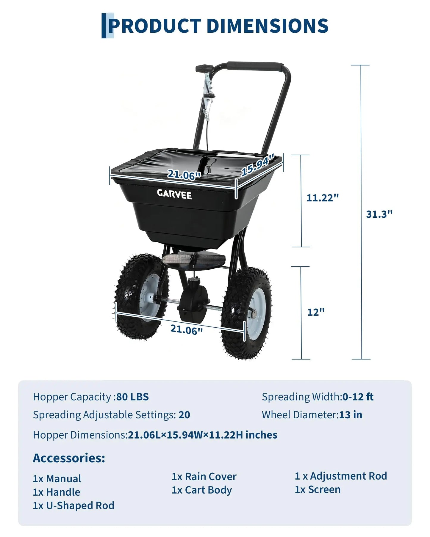 HiMISS Heavy Duty 80Lb Lawn Spreader Walk Behind Broadcast Spreader by S And B Enterprise
