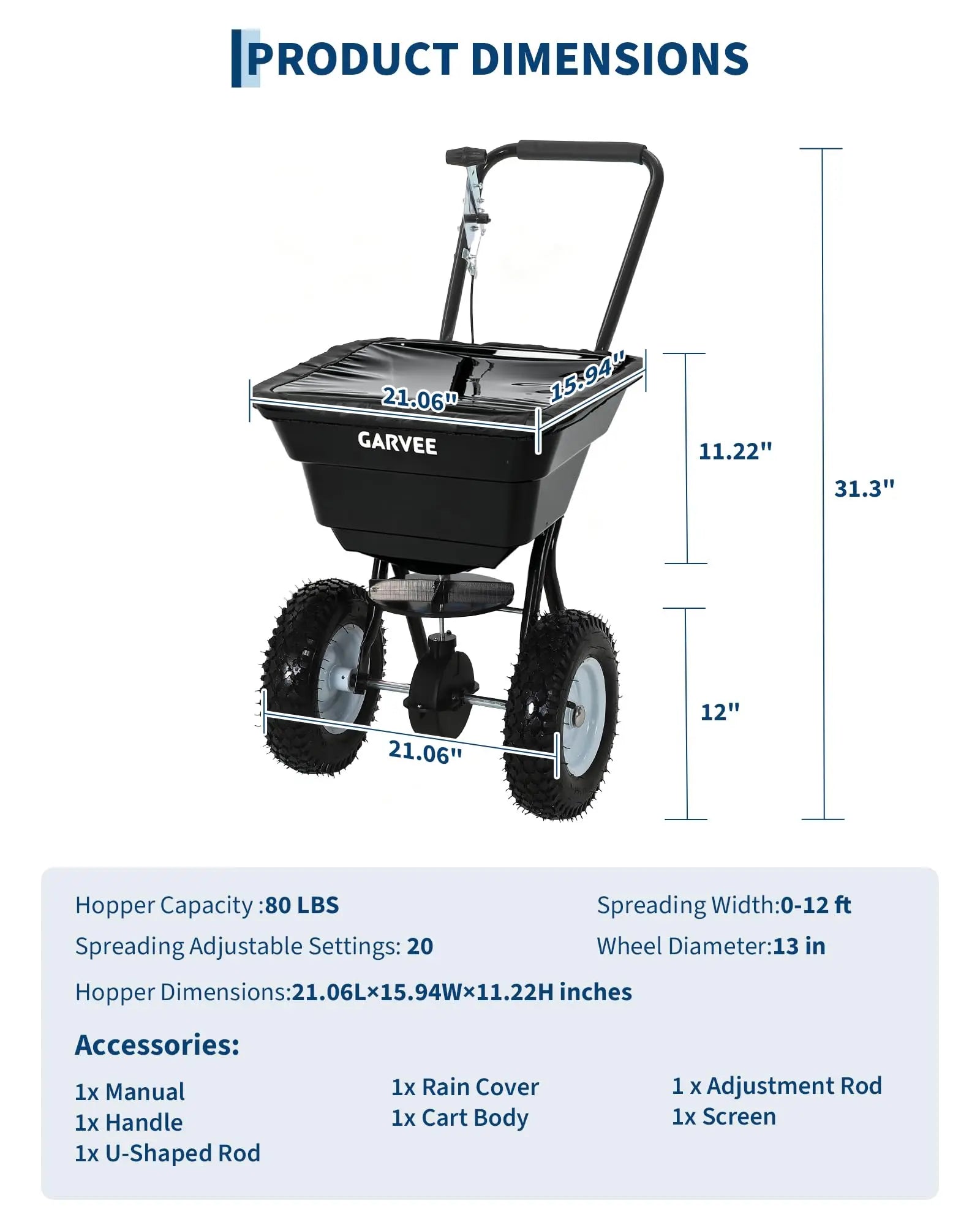 HiMISS Heavy Duty 80Lb Lawn Spreader Walk Behind Broadcast Spreader by S And B Enterprise