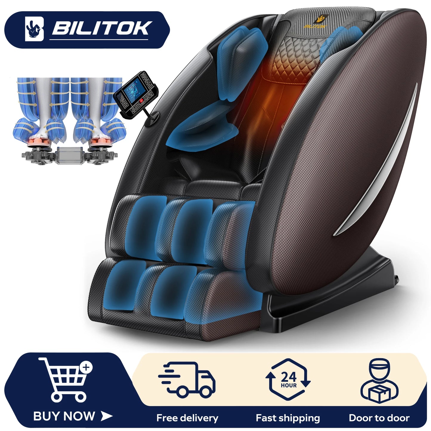 BILITOK Massage Chair Recliner With Bluetooth Zero Gravity And Heating