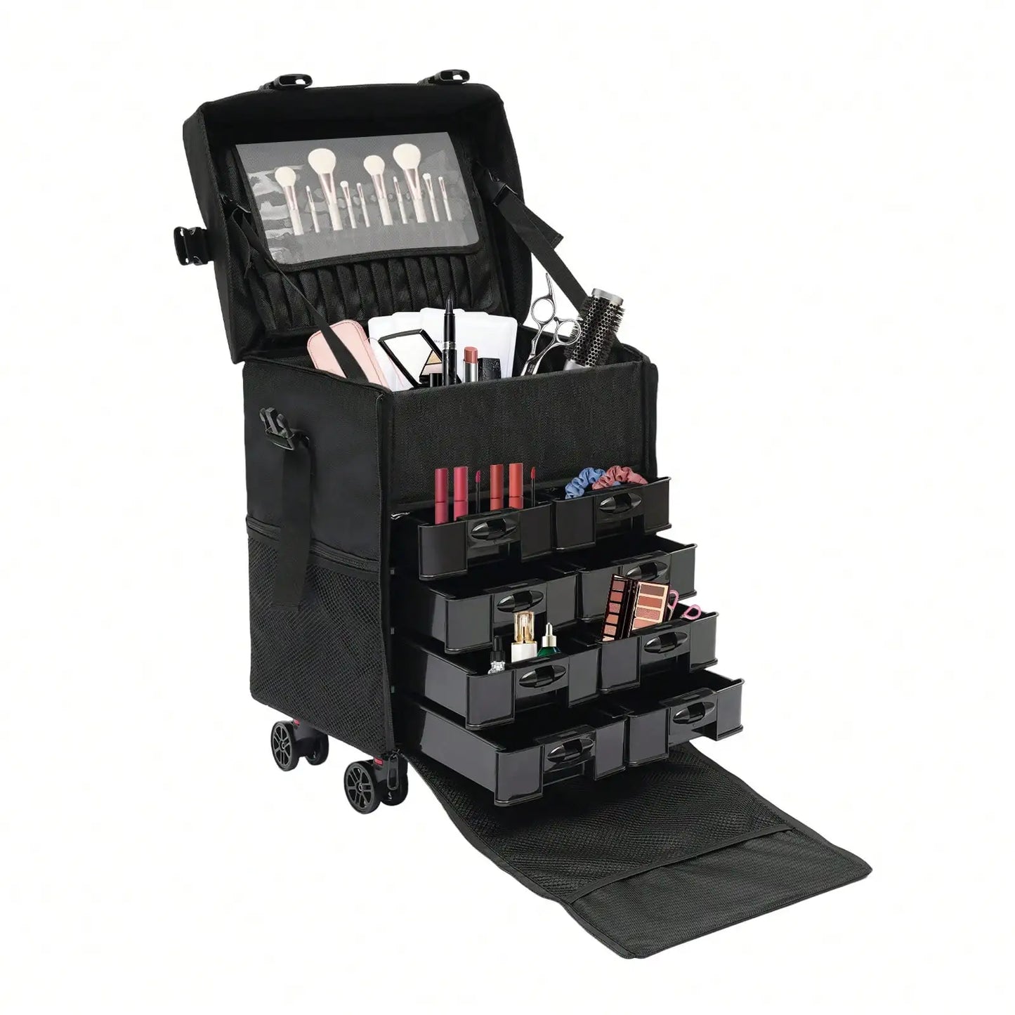 Rolling Makeup Case 8 Removable Drawers And 360 Degree Wheels