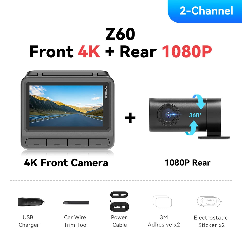 Ddpai Z60 4K 2K 1080P Dash Cam With GPS ADAS Night Vision