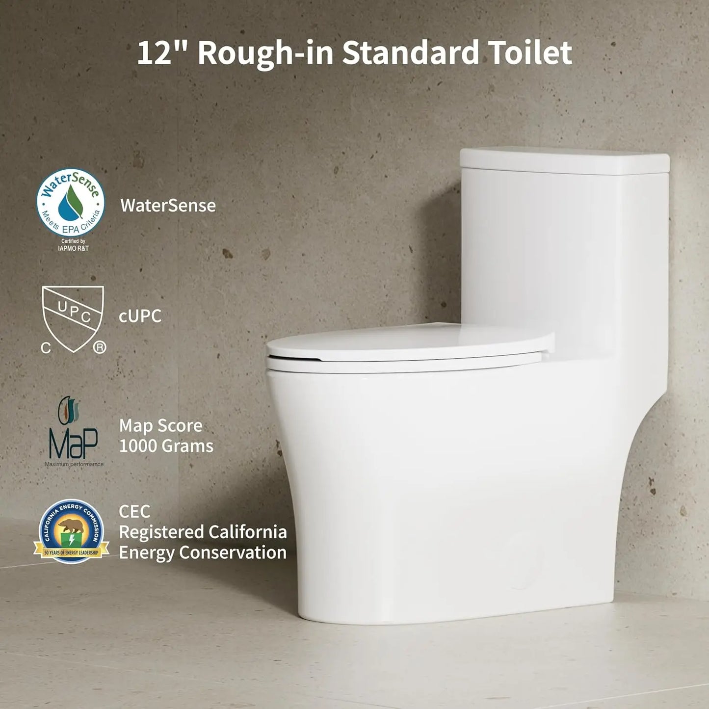 KE KING One Piece Toilet With Powerful Flush 1.28 GPF