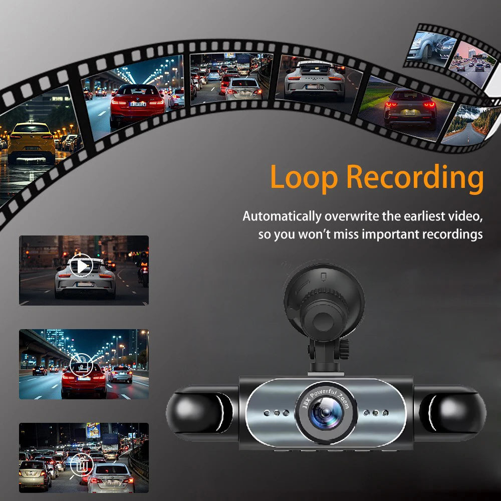 4 Channel Dash Cam 360° 1080P Car Video Recorder Black Box with Night Vision Parking Monitor G-Sensor Loop Recording Auto Parts by S And B Enterprise