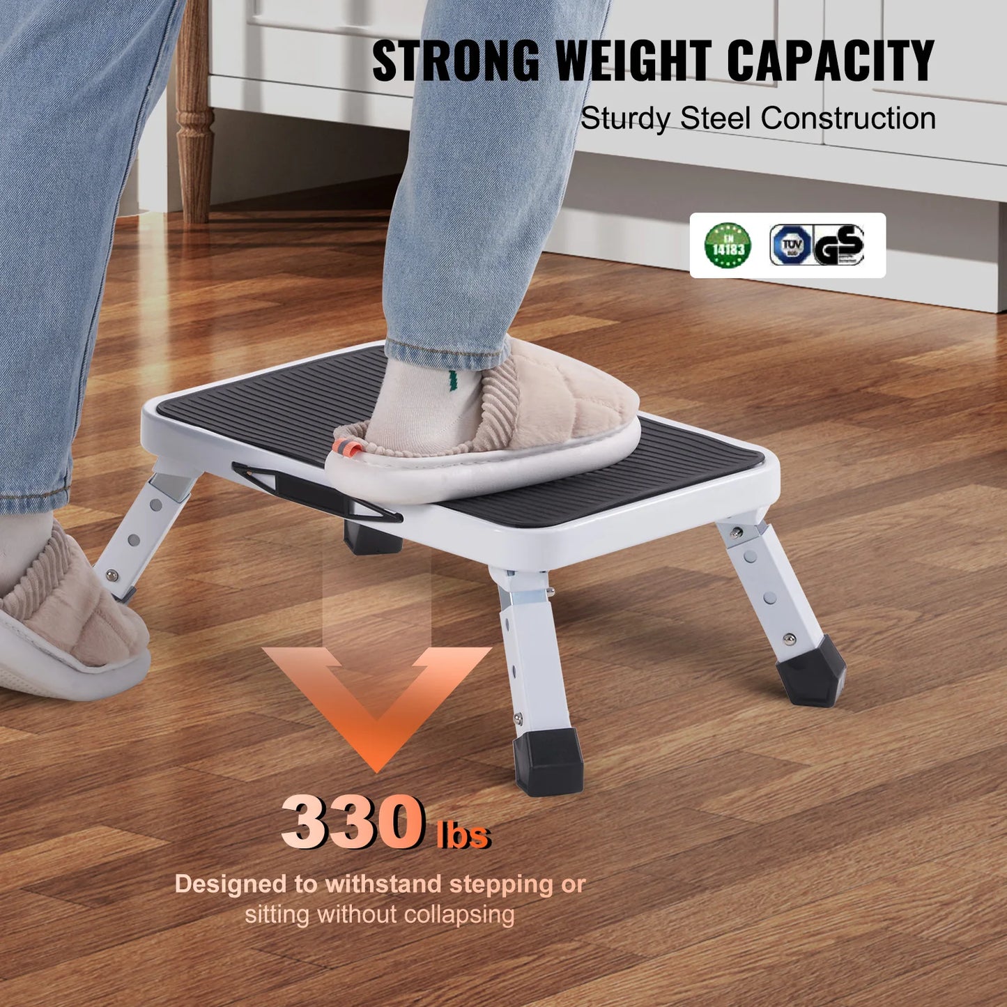 VEVOR Step Stool 1 Step 330lbs Capacity Adjustable Height Toddlers Adults Non Slip Sturdy For Office RVs Pets Bathrooms Bedrooms by S And B Enterprise