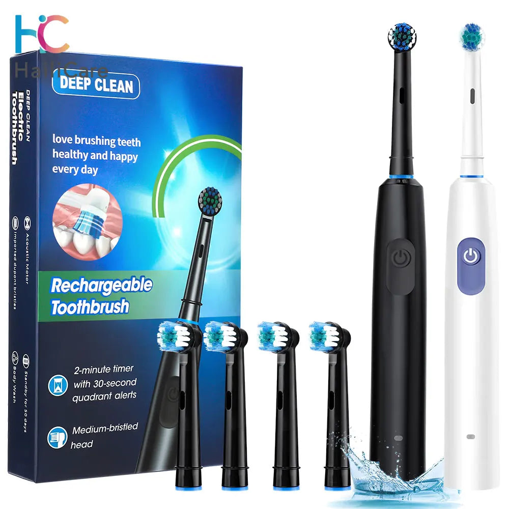 AFDEAL Smart Rotating Electric Toothbrush With 4 Heads Whitening Modes