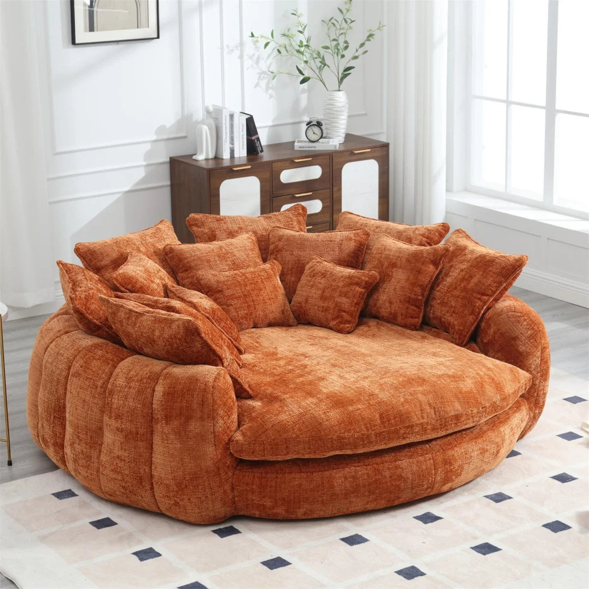 81.1" Cloud Couch Sleeper Sofa, Oversized Round Chaise Lounge Chair with 14 Pillows, Modern Chenille Boneless Couch, Memory Foam by S And B Enterprise