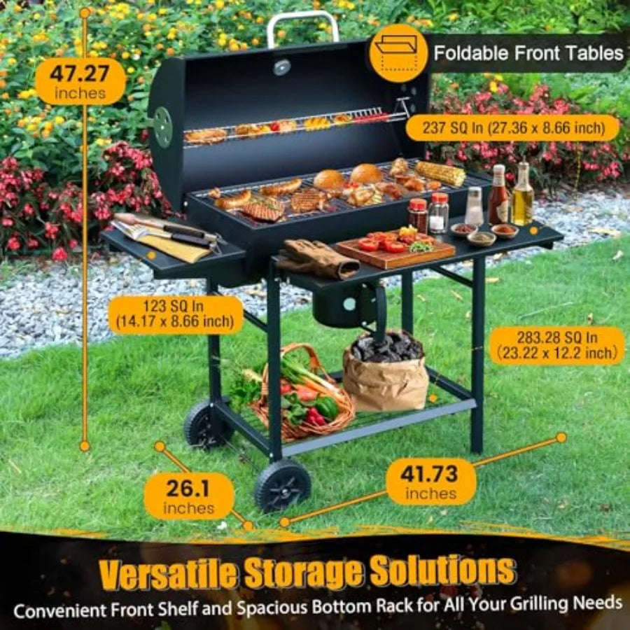SHXI Charcoal BBQ Grill With Side Table For Backyard Grilling by S And B Enterprise
