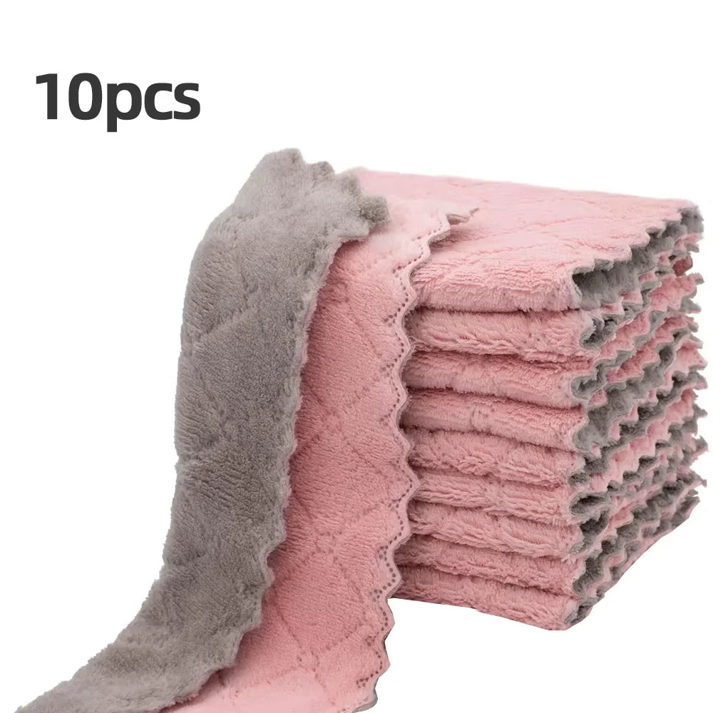 Soft Absorbent Cleaning Rags 10 Pack Reusable Dishcloths Quick Drying by S And B Enterprise