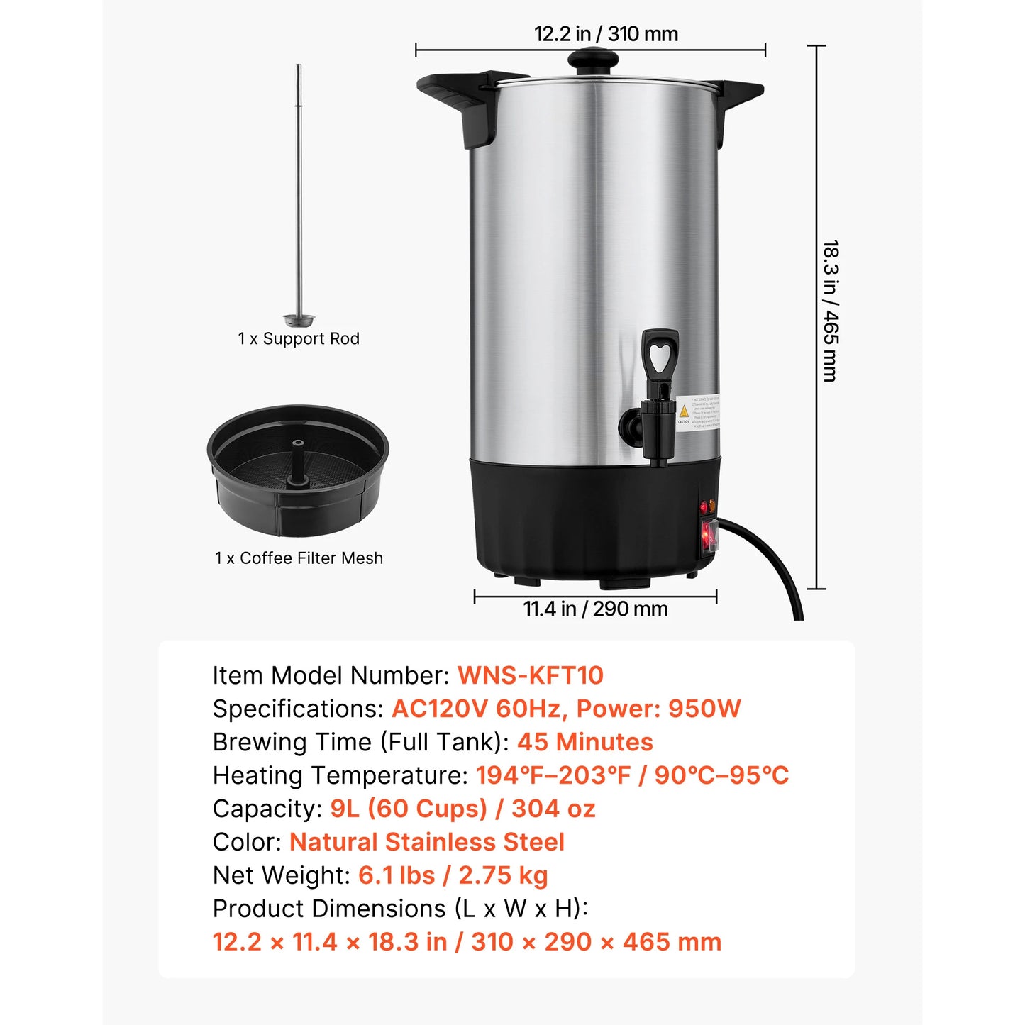 SucceBuy Commercial Coffee Urn Hot Beverage Dispenser with Dripless Faucet Quick-Brewing Coffee Maker for Catering, Party by S And B Enterprise