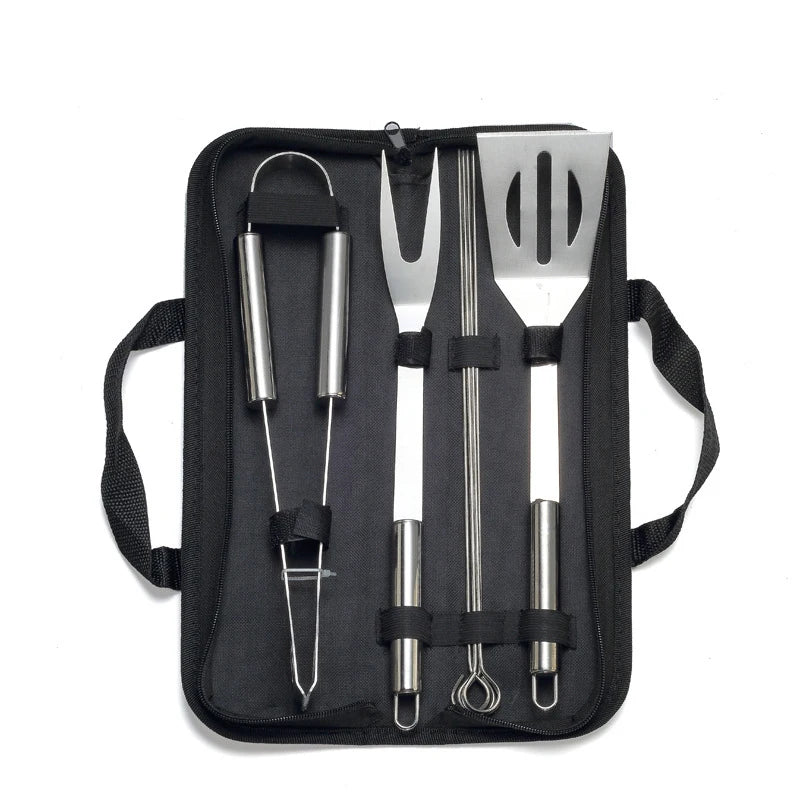 LMETJMA BBQ grill utensil set in black case; stainless steel tools by S And B Enterprise