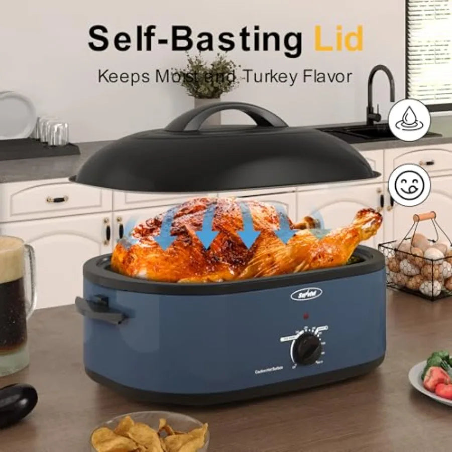 SHXI Electric Roaster Oven With Viewing Lid Removable Pan Rack