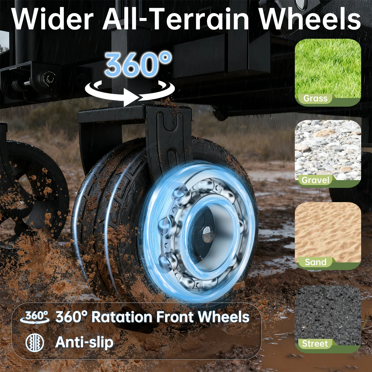 All Terrain Folding Wagon Heavy Duty Collapsible Cart with Large Wheels for Beach Sand Camping Garden by S And B Enterprise