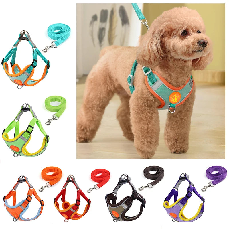 Small Medium Dogs Harness Vest Walking Traction Rope Reflective Straps, Soft Mesh Harness Breathable Pet Supplies by S And B Enterprise