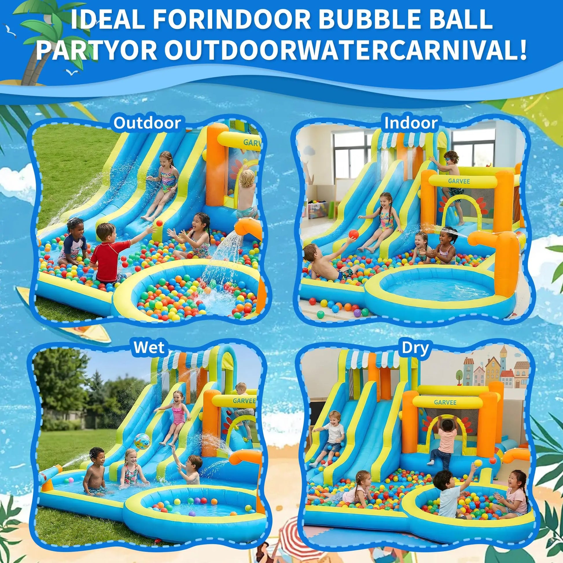 HiMISS Inflatable Water Slide Bounce House 8in1 Backyard by S And B Enterprise
