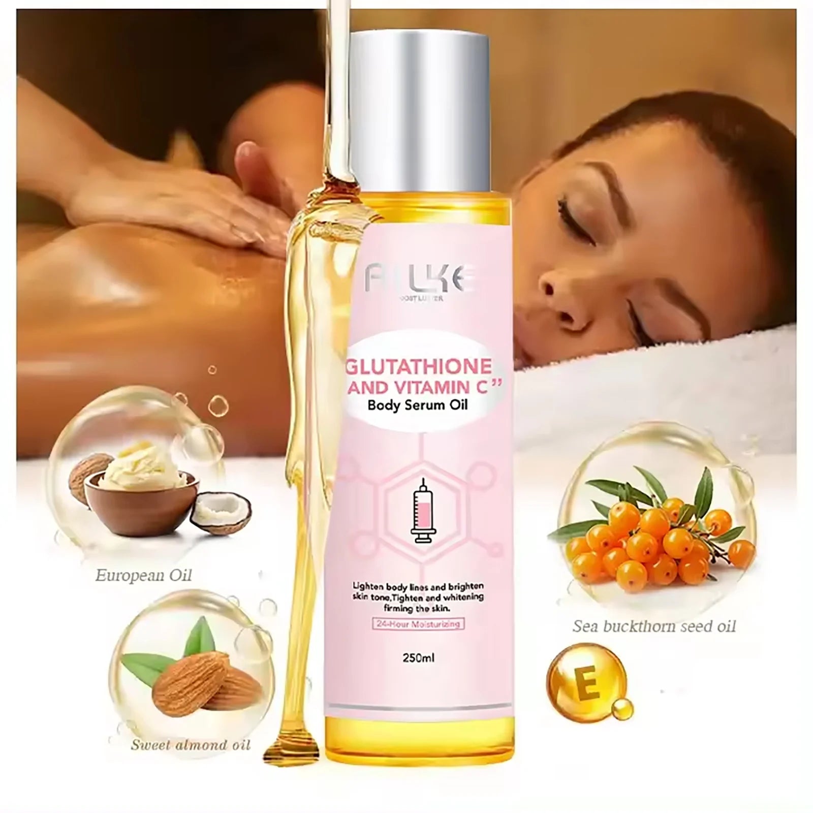 AILKE Glutathione & Vitamin C Kit, With Whitening Lotion, Moisturizing Cream, Lightening Soap, Spa Oil, Glowing Body Cream by S And B Enterprise