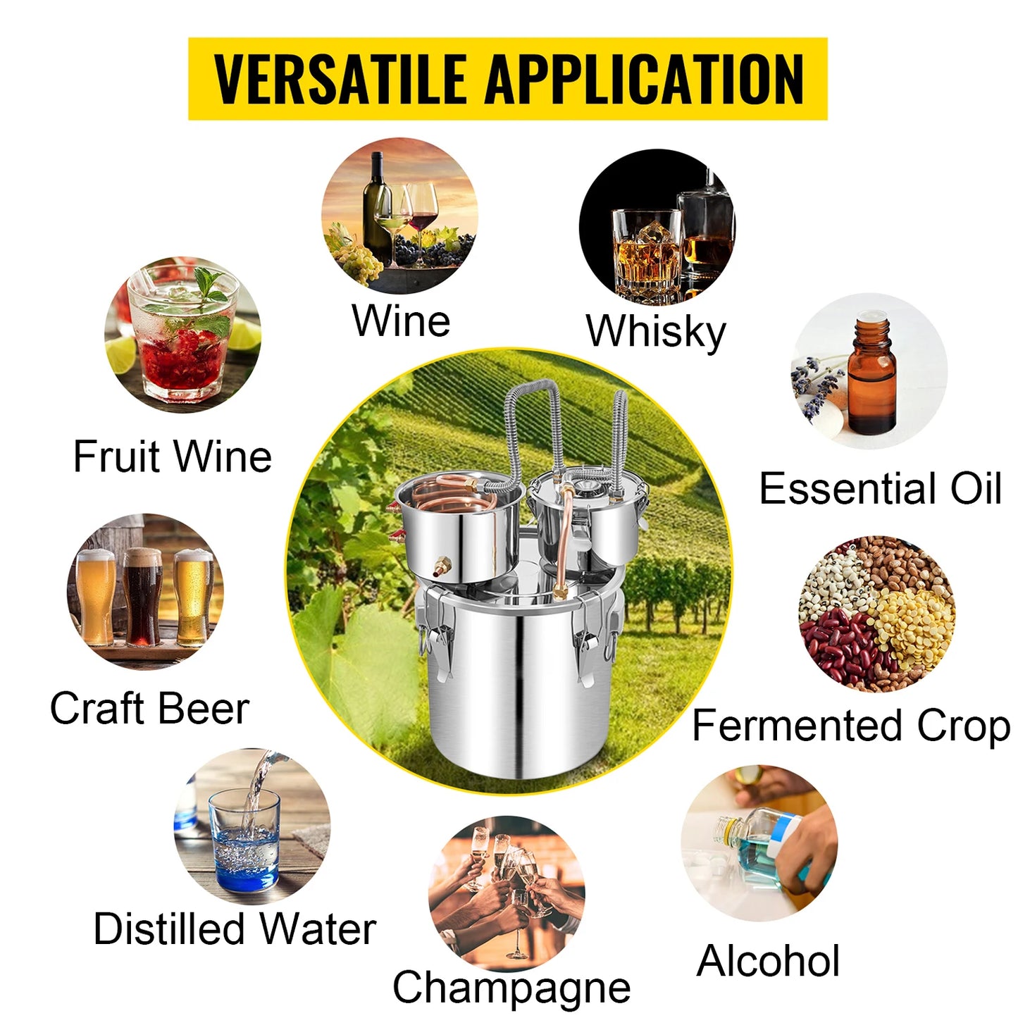 SucceBuy Alcohol Distiller Stainless Steel Moonshine Equipment