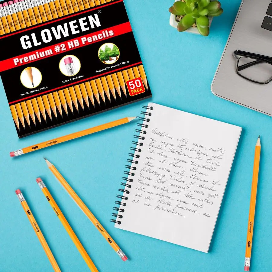50 Pack Pre-Sharpened HB Pencils With Erasers For Office