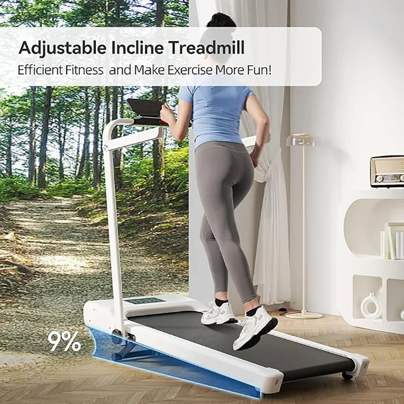 Walking Pad Treadmill With 9 Percent Incline Under Desk Foldable Bluetooth LCD