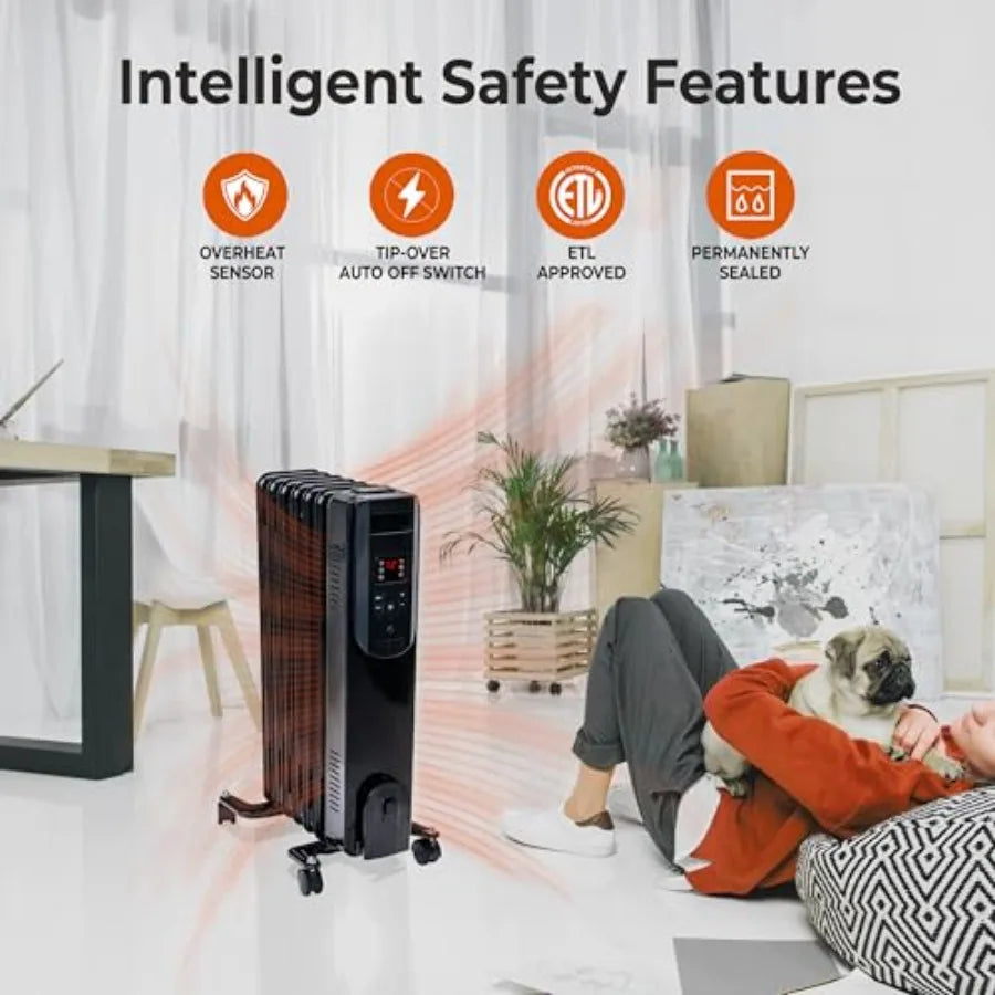 Digital Oil-Filled Radiator Heater With Remote And 12-Hour Timer Portable by S And B Enterprise
