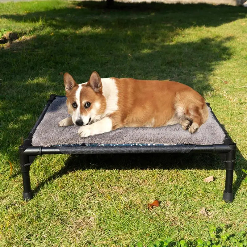 Outdoor Elevated Dog Bed With Foldable Removable Canopy Shade Tent by S And B Enterprise