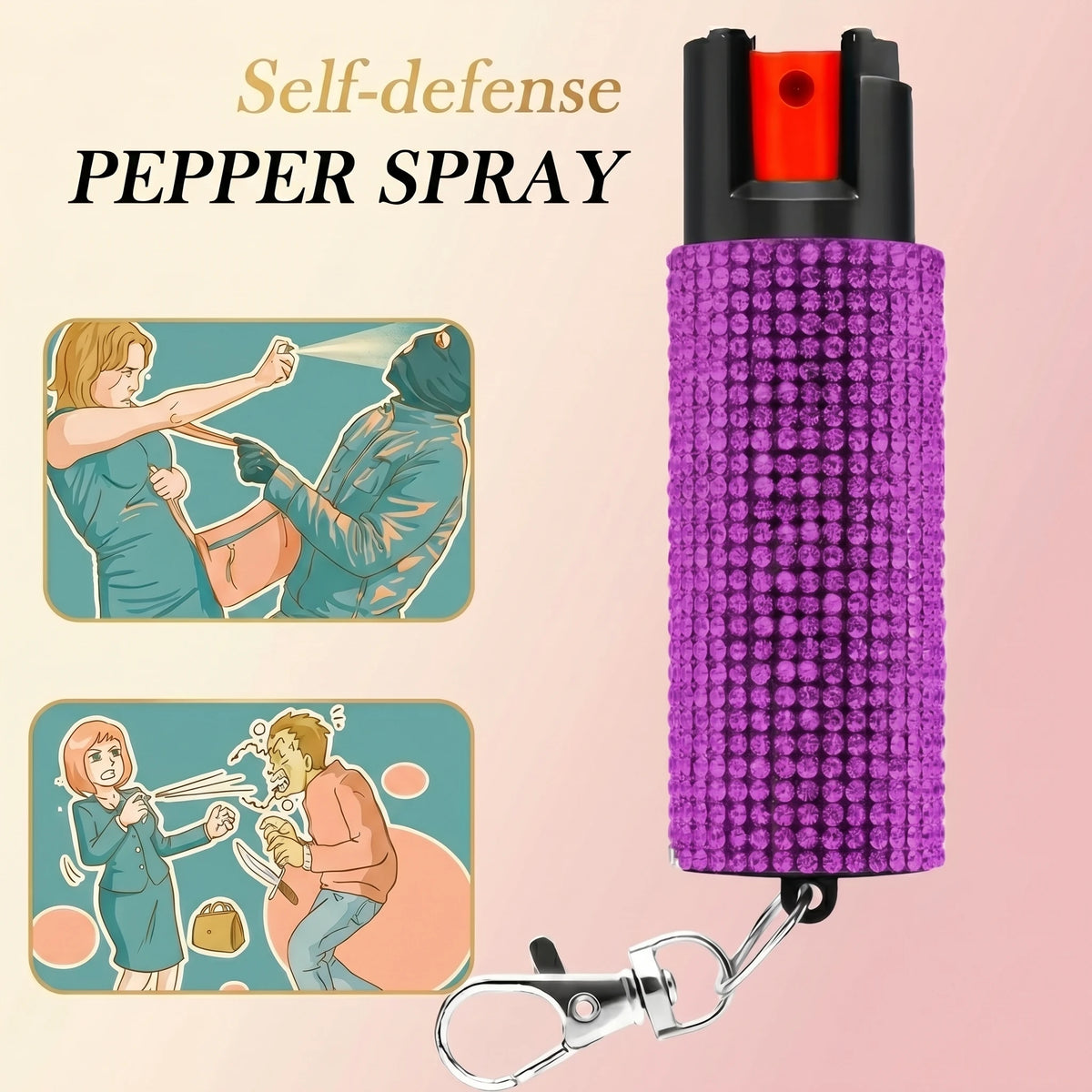 50ml self-defense pepper spray with safety lock, purple textured grip by S And B Enterprise