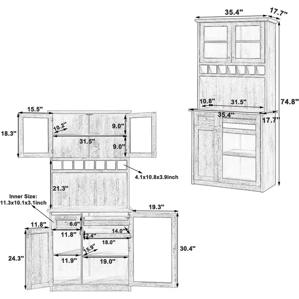 Kitchen Pantry Cabinet With Hutch And Wine Rack by S And B Enterprise