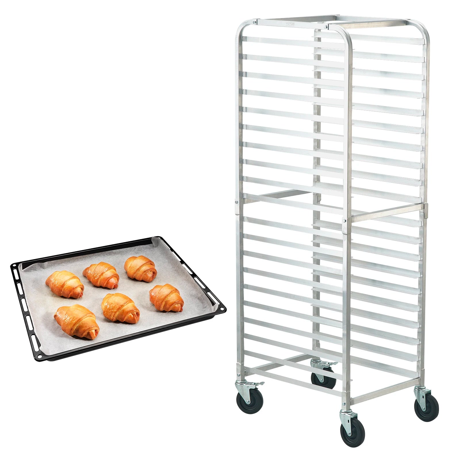 SucceBuy 10/20 Sheet Bun Pan Rack Commercial Bakery Racks with Brake Wheels Aluminum Racking Trolley Storage for Bread Baking by S And B Enterprise
