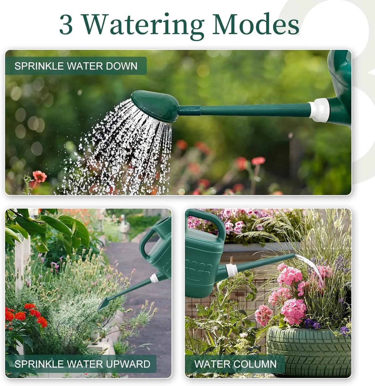 None Garden Watering Can With Removable Spout And Sprinkler Head