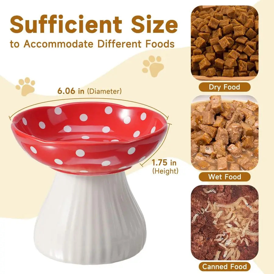 XMSJ Elevated Ceramic Cat Bowl Whisker Fatigue Relief