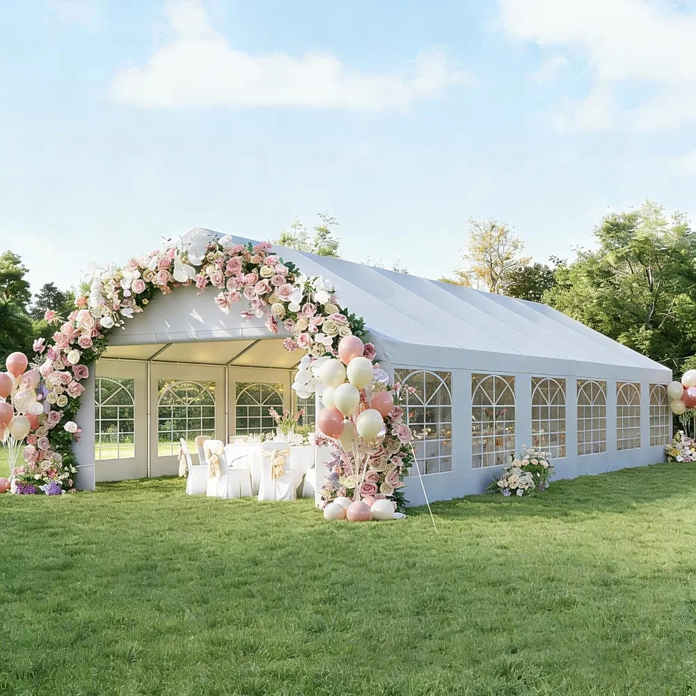 home.20x40ft Waterproof Party Tent Canopy with Removable Sidewalls Heavy Duty Steel Frame for Outdoor Wedding Event BBQ Party by S And B Enterprise