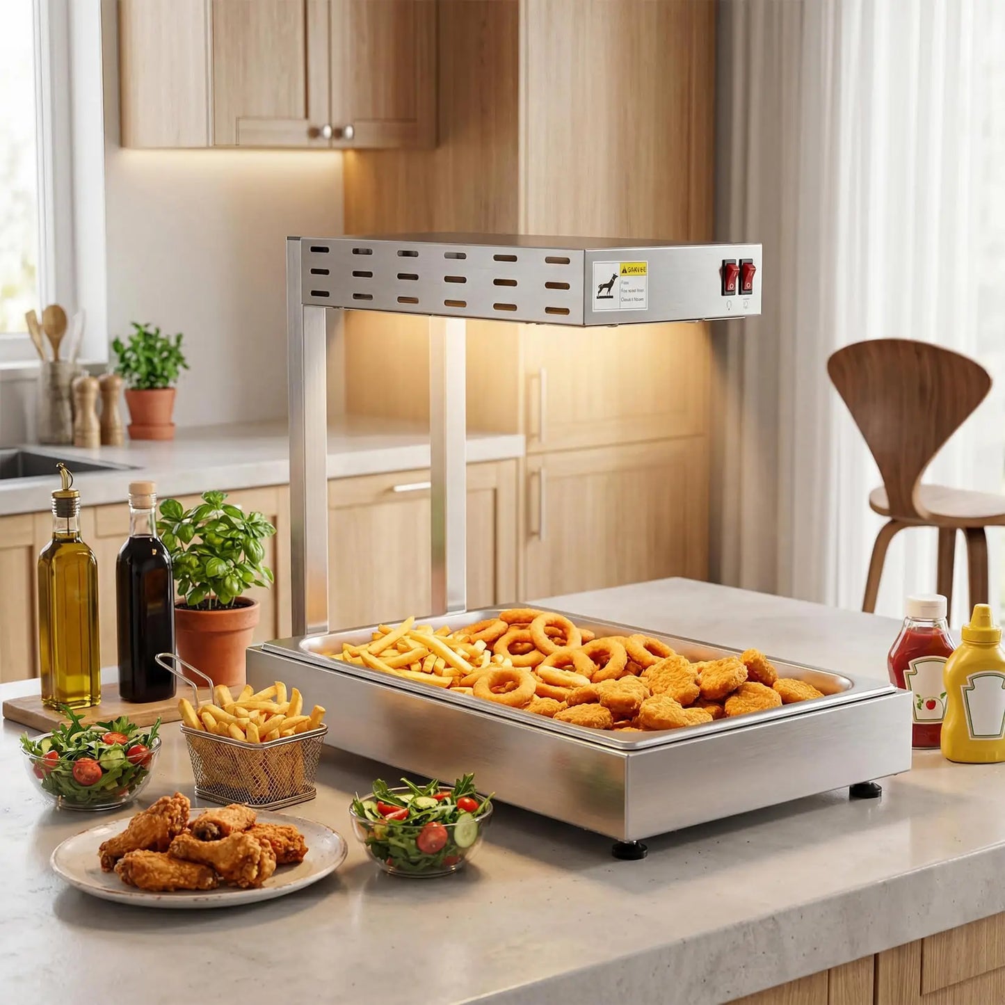 Adoolla Countertop Infrared Food Warmer Lamp Station With Stainless Steel Base by S And B Enterprise